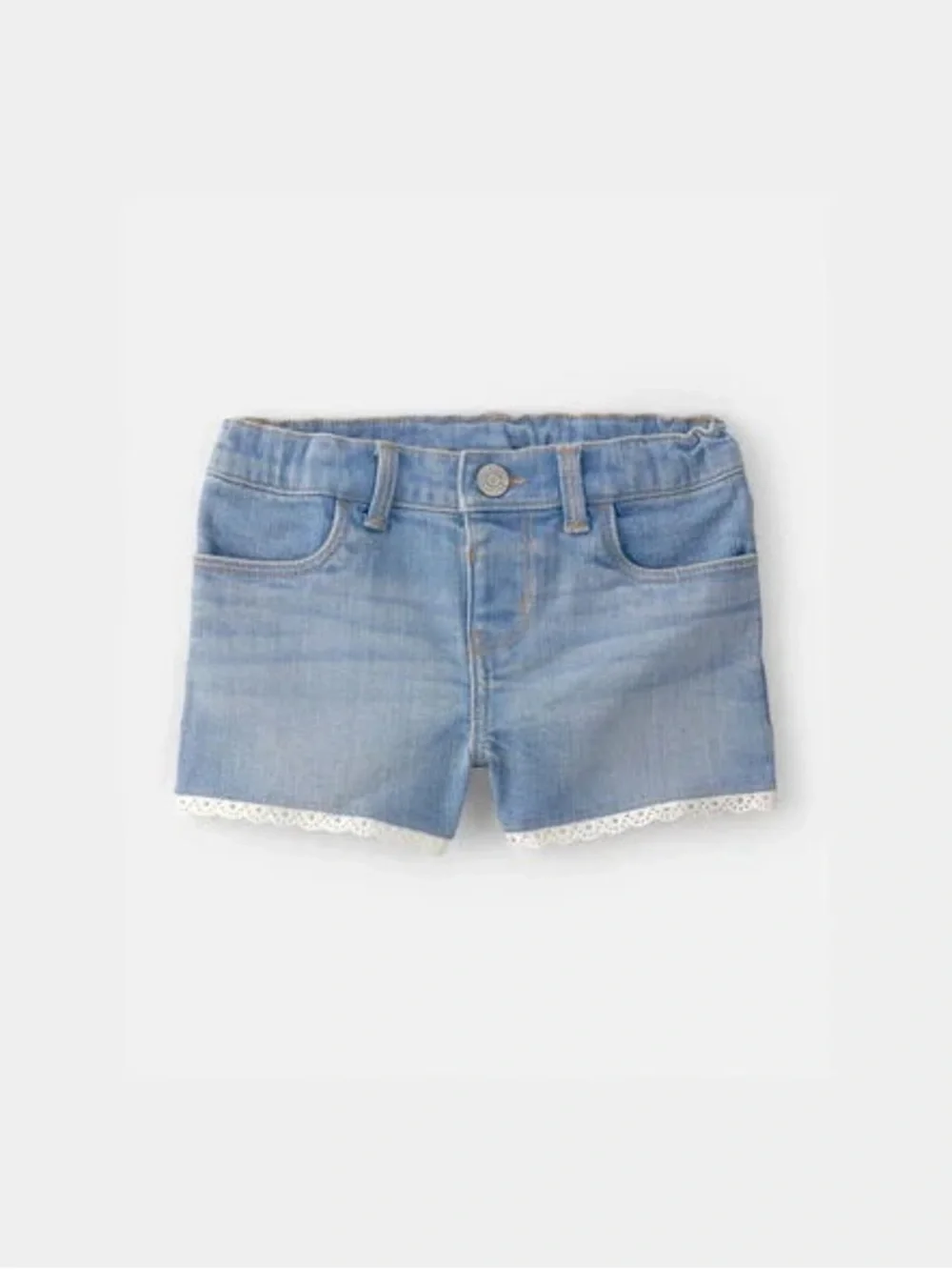 Toddler Girl Eyelet Trim Denim Shorts - Light Wash